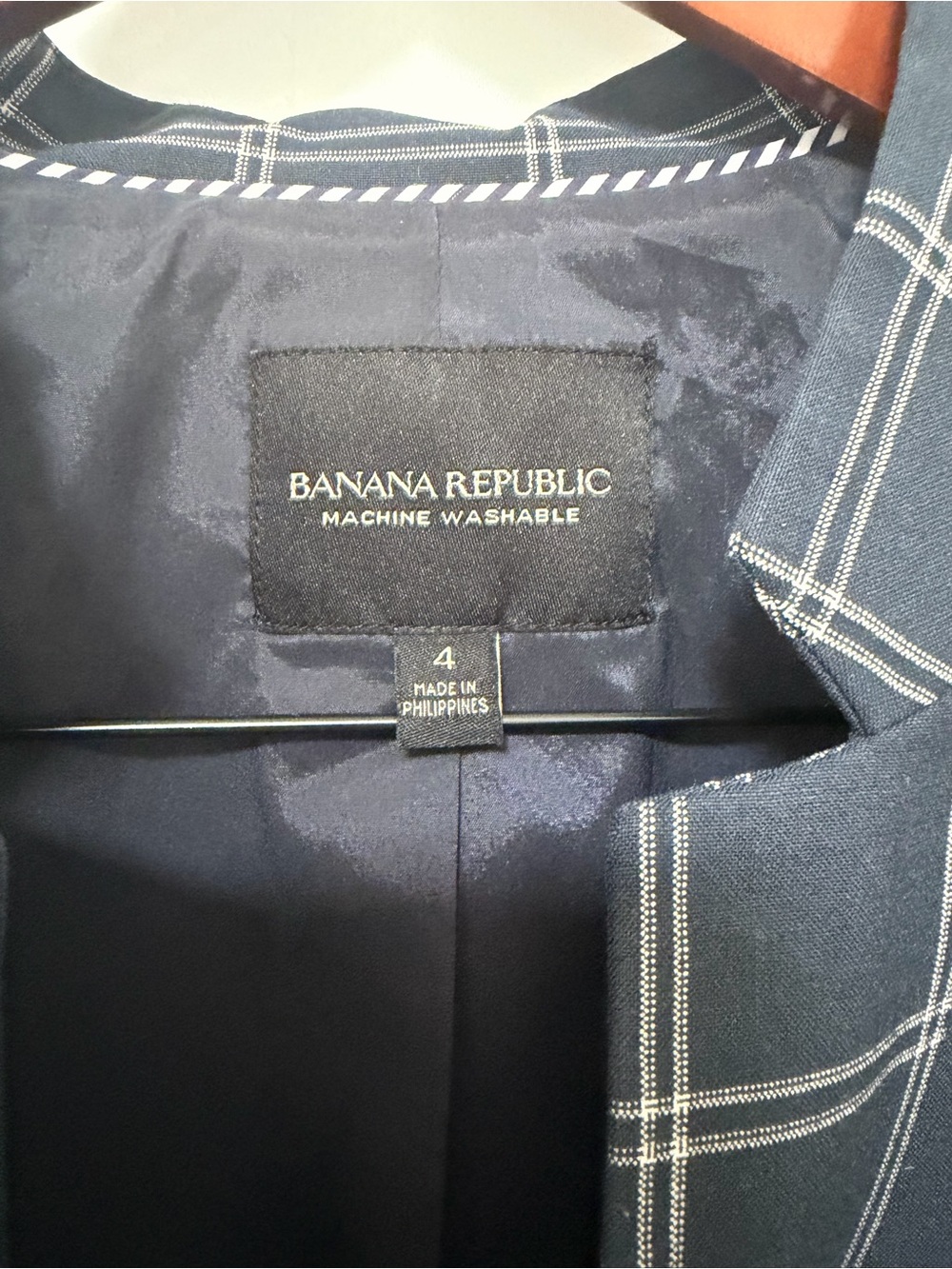Banana Republic Navy Windowpane Single-Button Blazer - Picture 2 of 5